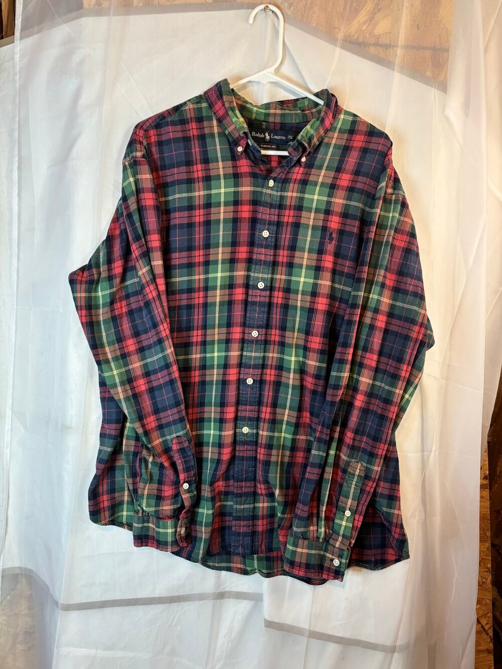 Ralph Lauren Classic Fit Multi Color Plaid Button Down Flannel Size XXL